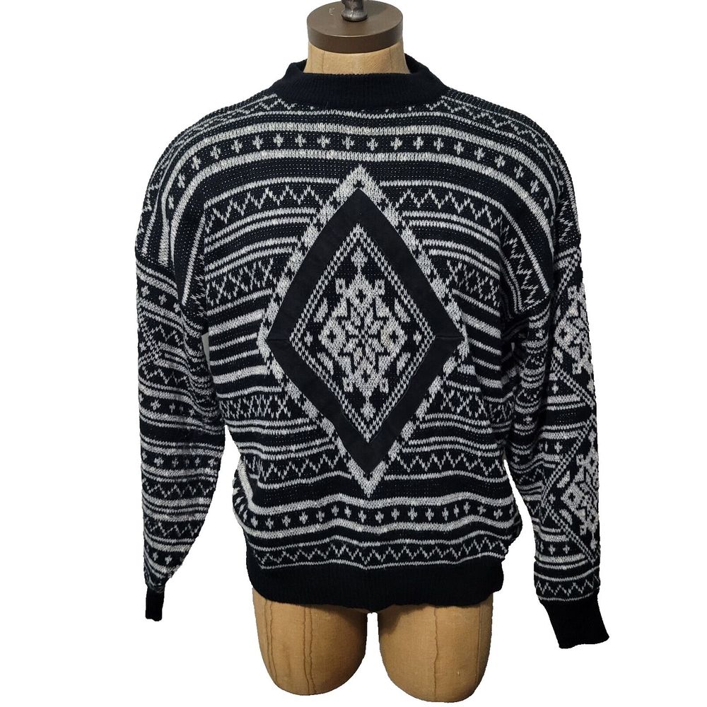 VTG 90s SOSTANZA SWEATER MENS COSBY CREW NECK JUMPER Y2K PREPPY ACADEMIA…